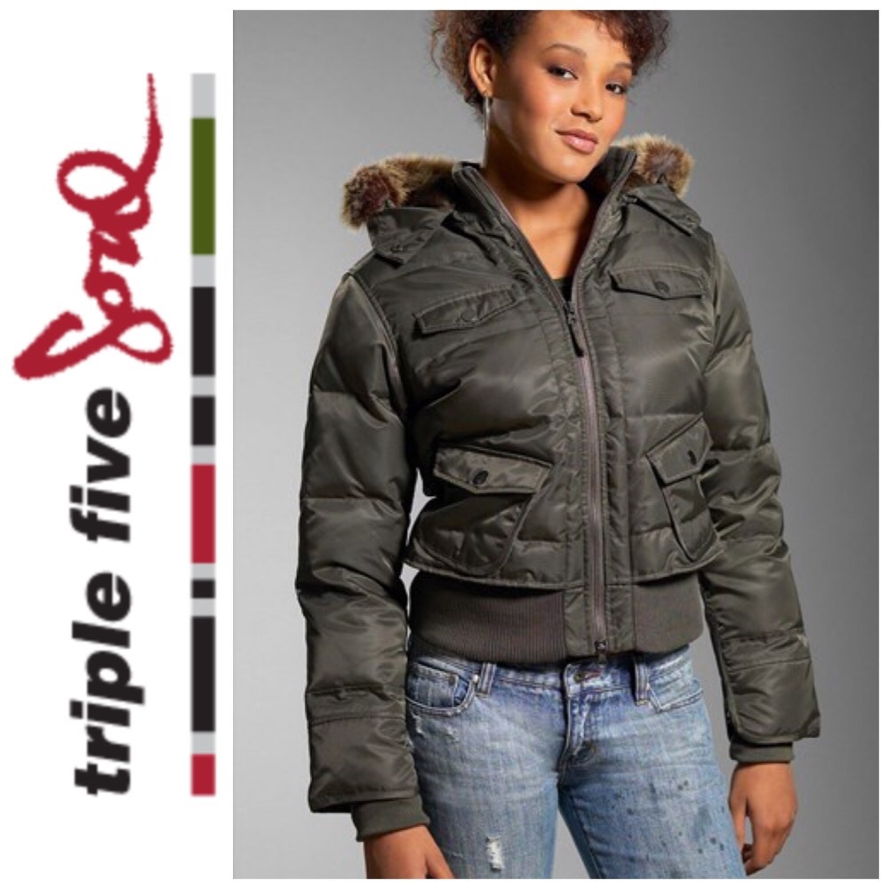 Triple5Soul Gray Nylon Bomber Jacket